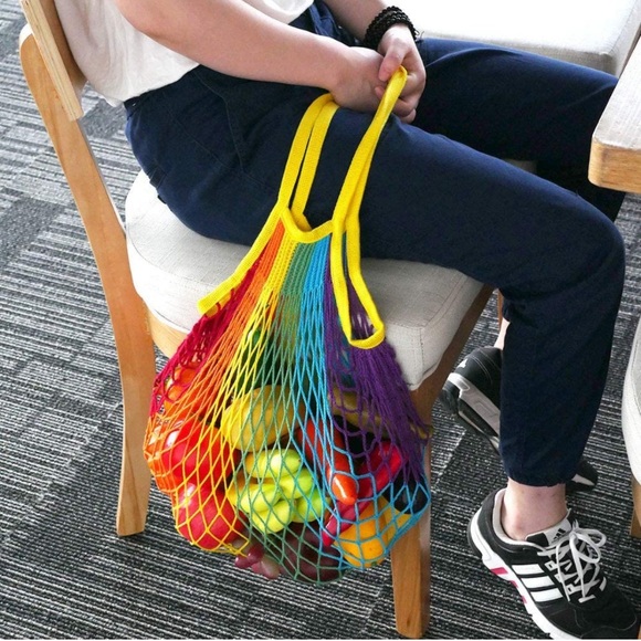 UNIQUE RAINBOW Mesh Cotton Tote - Picture 7 of 9